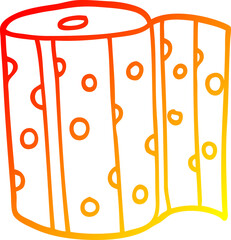 warm gradient line drawing of a cartoon dotty kitchen roll