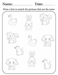Match the same - activity worksheets for kids as classroom resources - matching game