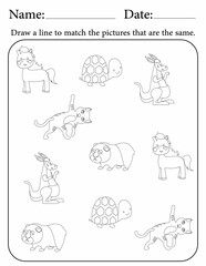 Match the same objects - educational activity worksheets for students, kids, and children