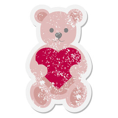 teddy bear holding heart grunge sticker