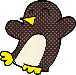 cartoon doodle dancing penguin