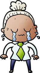 Fototapeta premium cartoon crying old lady