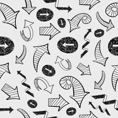 Vector illustration of pattern with arrows in black color. Seamless pattern with hand drawn arrows. Perfect for backgrounds, textures, or decorative elements in various media
