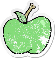 retro distressed sticker of a cartoon apple