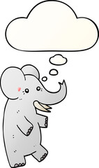 cartoon elephant with thought bubble in smooth gradient style