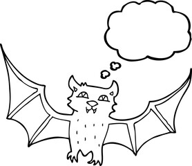 freehand drawn thought bubble cartoon halloween bat