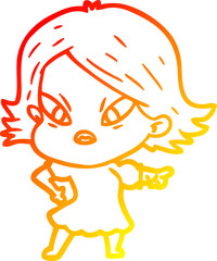 warm gradient line drawing of a cartoon stressed woman