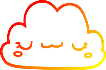 warm gradient line drawing of a cute cartoon cloud