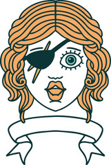 Retro Tattoo Style human rogue character with banner