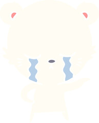 crying flat color style cartoon polarbear