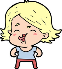 cartoon girl pulling face