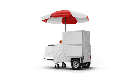 Hotdog cart 3D rendering isolated on transparent background. - 608264022