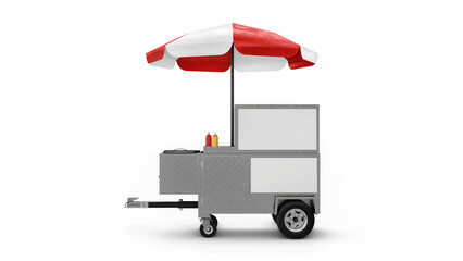 Hotdog cart 3D rendering isolated on transparent background. - 608264038