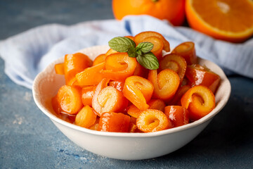 From traditional Turkish cuisine; Orange peel jam (Turkish name; Portakal kabugu receli)