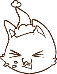 Christmas Cat Charcoal Drawing