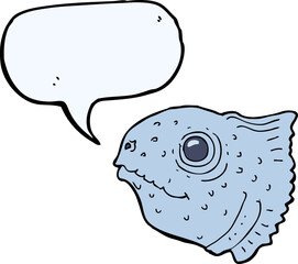 cartoon fish head with speech bubble