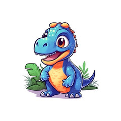 Fototapeta premium Playful T-Rex: Adorable 2D Dinosaur Illustration