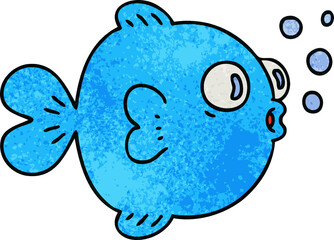 hand drawn quirky cartoon fish