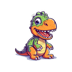 Playful T-Rex: Adorable 2D Dinosaur Illustration