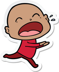 sticker of a cartoon shouting bald man