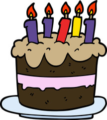 cartoon doodle birthday cake