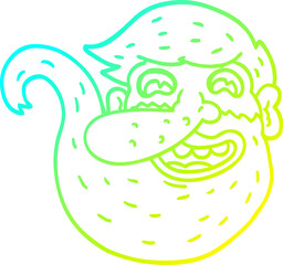 cold gradient line drawing of a cartoon man with ginger beard
