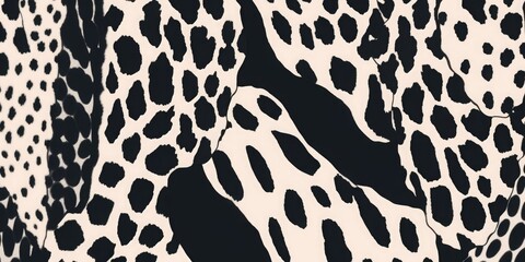 Modern hand drawn abstract leopard skin pattern. Collage black and white print. Fashionable template for design, Generative AI
