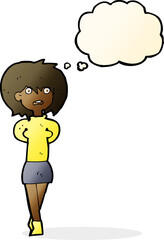 Obraz premium cartoon shocked woman with thought bubble