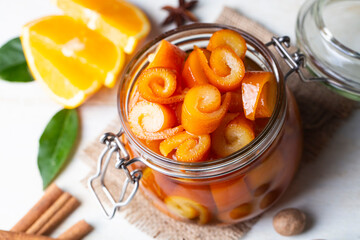 From traditional Turkish cuisine; Orange peel jam (Turkish name; Portakal kabugu receli)