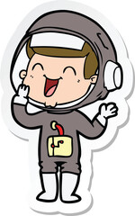 sticker of a happy cartoon astronaut