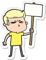 sticker of a cartoon man sweating