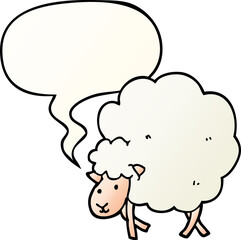 cartoon sheep with speech bubble in smooth gradient style