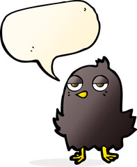 cartoon bored bird with speech bubble