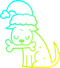 cold gradient line drawing of a cute christmas dog