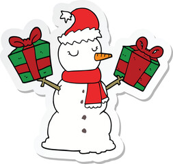 sticker of a cartoon snowman