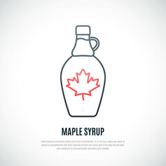 Maple syrup icon isolated on white background. Simple Maple syrup bottle illustration . Vector emblem template.