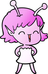cartoon alien girl laughing
