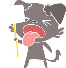 flat color style cartoon disgusted dog