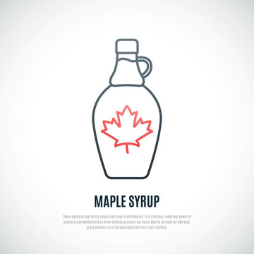 Maple syrup icon isolated on white background. Simple Maple syrup bottle illustration . Vector emblem template.