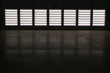 windows in an empty shed