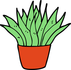 cartoon doodle house plant