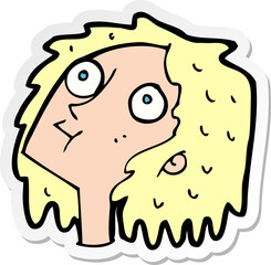 sticker of a cartoon staring woman