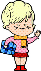 cartoon frustrated woman
