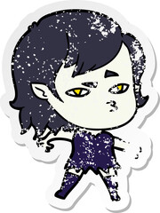 distressed sticker of a cartoon vampire girl