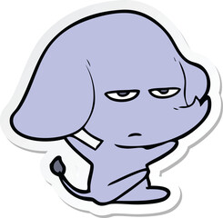 sticker of a annoyed cartoon elephant