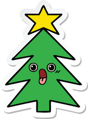 sticker of a cute cartoon christmas tree