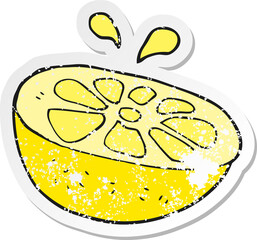 retro distressed sticker of a cartoon lemon