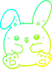cold gradient line drawing of a cartoon rabbit