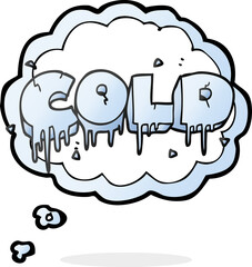 freehand drawn thought bubble cartoon cold text symbol