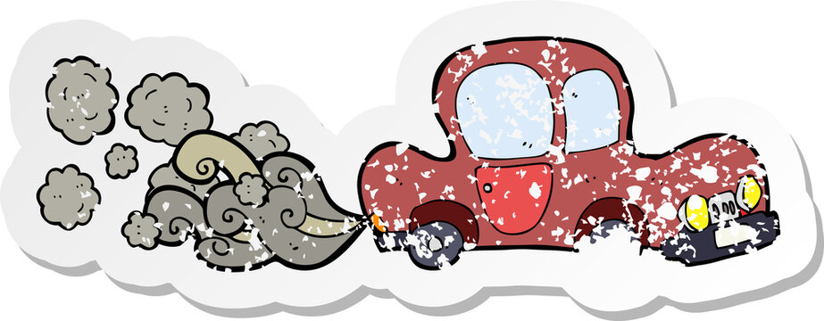 retro distressed sticker of a cartoon dirty old car